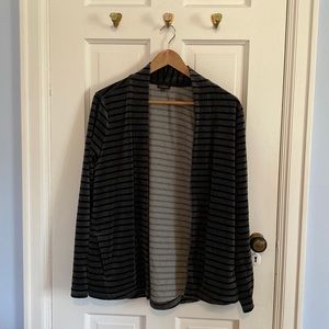 Talbots Velvet Black & Gray Striped Sweater Size M